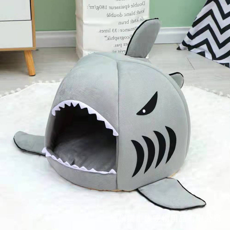 Litter Removable And Washable Pet Litter Home Semi-enclosed Shark Litter Cartoon Warm Pet Litter For All Seasons