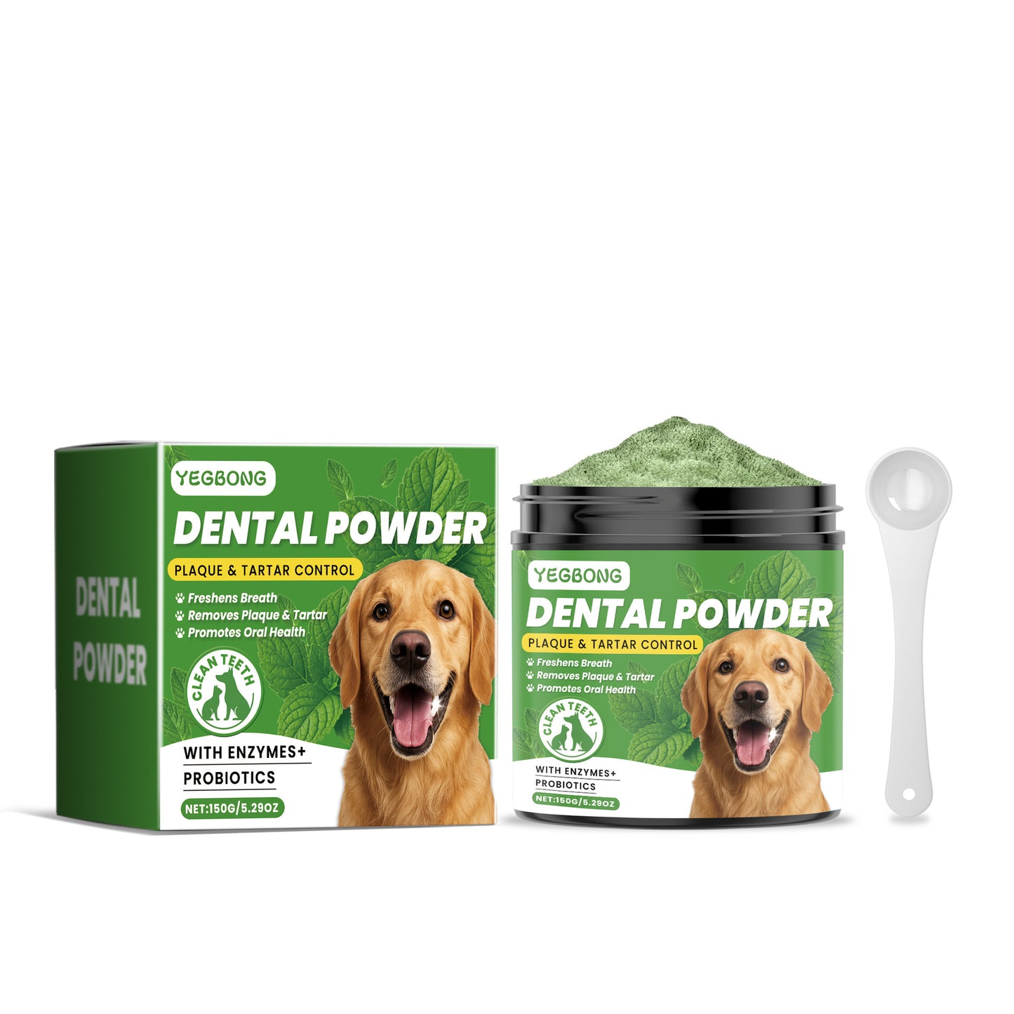 Yegbong Dog Teeth Cleaning Powder Gently Clean Pet Teeth Improves Tartar Yellow Fresh Breath