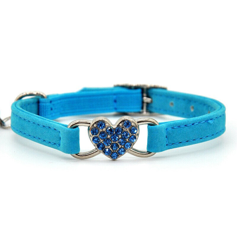 Pet Supplies Cat Love Flocking Diamond Bell Cat Collar Pet Supplies