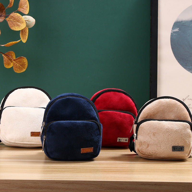 Pet Self Backpack Teddy Dog Small Backpack Cat Going Out Snack Small Schoolbag Double Pocket Hangable Traction Rope