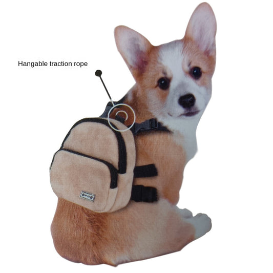 Pet Self Backpack Teddy Dog Small Backpack Cat Going Out Snack Small Schoolbag Double Pocket Hangable Traction Rope